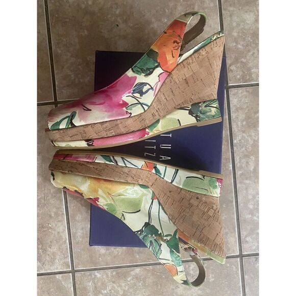 Stuart Weitzman 11 Jean Petunia Patent Leather High Wedge Sandals - Picture 2 of 7